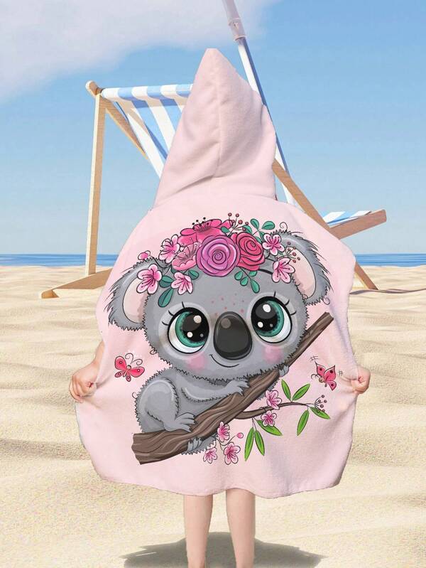 1 szt Ultradrobny Włókno Dla dzieci Z Kapturem Ręczniki W Piękna Kreskówki Ocean Motyw To Jest Unisex ( 5 Opcje Dostępny ) Super miękki , Chłonny , Odporność na piasek , Lekki I Odpowiedni Dla Łazienka , Plaża I 2 Rozmiary