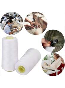 1個-卷線用於所有用途的縫紉線,100％聚酯縫紉線,用於拼接,平口,拼布縫紉機,40s / 2白色 - 白色 - 查看 2