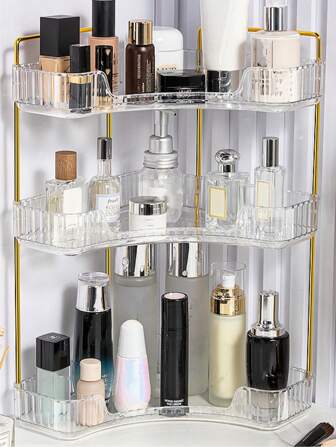 DEFINICE 1pc Corner Bathroom Countertop Organizer, Fits 90° Corner,Trays For Bathroom Counter/Kitchen Spice Rack/Makeup Organizer/Perfume Tray,For Holiday Beach, Bathroom Collection, Bedroom Collection, Large Capacity