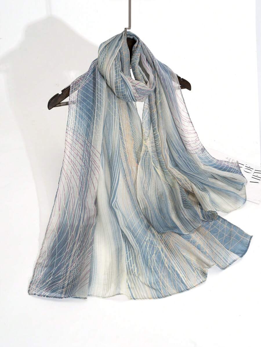 優雅女士印花織圍巾，適用於日常外出女式回教頭巾頭套