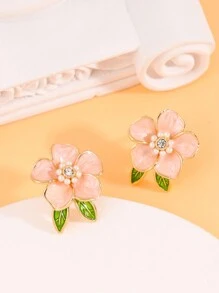1 对甜美花朵形状优雅女士耳钉情人节、妈妈、母亲、母亲节、礼物 - 彩色 - 查看 22