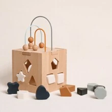 男女通用嬰兒木製幾何圖形玩具,匹配和分類顏色認知智力盒 - 彩色 - 查看 10