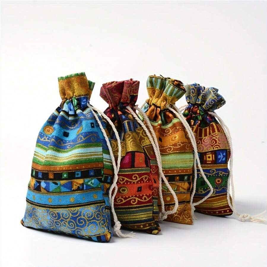 亞麻布袋（3.9*5.5in/9.91*13.97cm）,帶束口的禮品袋,可重複使用的婚禮派對糖果袋,創意生日活動禮品袋,派對小禮品,生日裝飾,派對禮品裝飾,返校禮品袋（多色混搭) - 彩色 - 查看 1