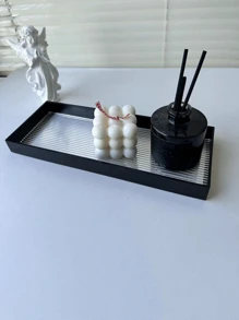 1 件高档亚克力收纳托盘轻奢浴室卫生间洗脸盆化妆品配件香薰架房间装饰家居装饰盘子厨房配件厨房装饰餐桌托盘水果托盘托盘装饰 - 黑與白 - 查看 11