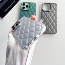 1 Ốp điện thoại chống rơi họa tiết hình thoi nhiều màu tương thích với iPhone - Bạc - Xem 3