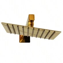 Ducha Chuveiro Dourado Inox 20x20 Slim Suporte Braço Quadrado Banheiro Piscina Area Externa Banho Gas - Dourado - Visão 3