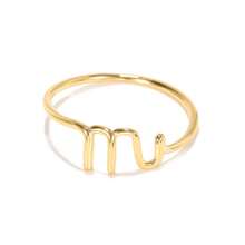 女士時尚迷你字母戒指a-z指頭不銹鋼戒指美學婚禮首飾禮物 - 金黃色 - 查看 8