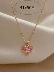 1 peça Nicho Luz Luxo Estilo Rosa Cristal Coração Pingente Colar Adequado Para Mulheres Diário, Festival E Festa Usando Dia Dos Namorados