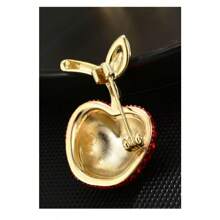 1pc Cute Small Apple Brooch For Women, Premium Quality, Anti-Slip Clasp, Fruit Brooch Accessory For Coat And Suit - Red - View 5