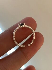 1枚心形黑色戒指，时尚简约设计，适合日常佩戴 - 戒指 - 查看 7