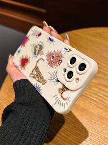 1 pieza Funda suave de TPU con diseño de ojo de tigre para iPhone 15 Pro Max, 14 Plus, 13 Pro Max, 12, 11, 7G, 7P, IX, XR, XS Max