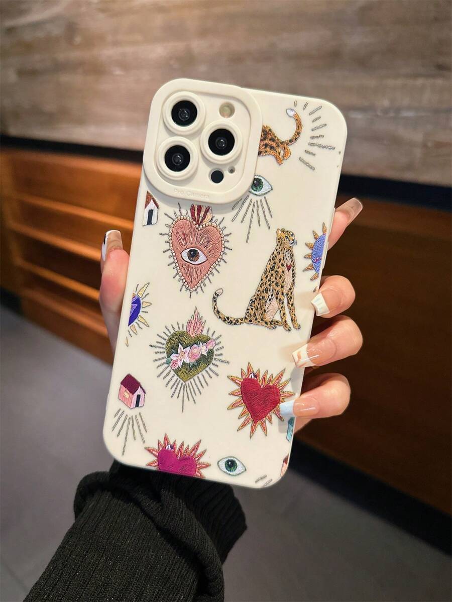 1 pieza Funda suave de TPU con diseño de ojo de tigre para iPhone 15 Pro Max, 14 Plus, 13 Pro Max, 12, 11, 7G, 7P, IX, XR, XS Max