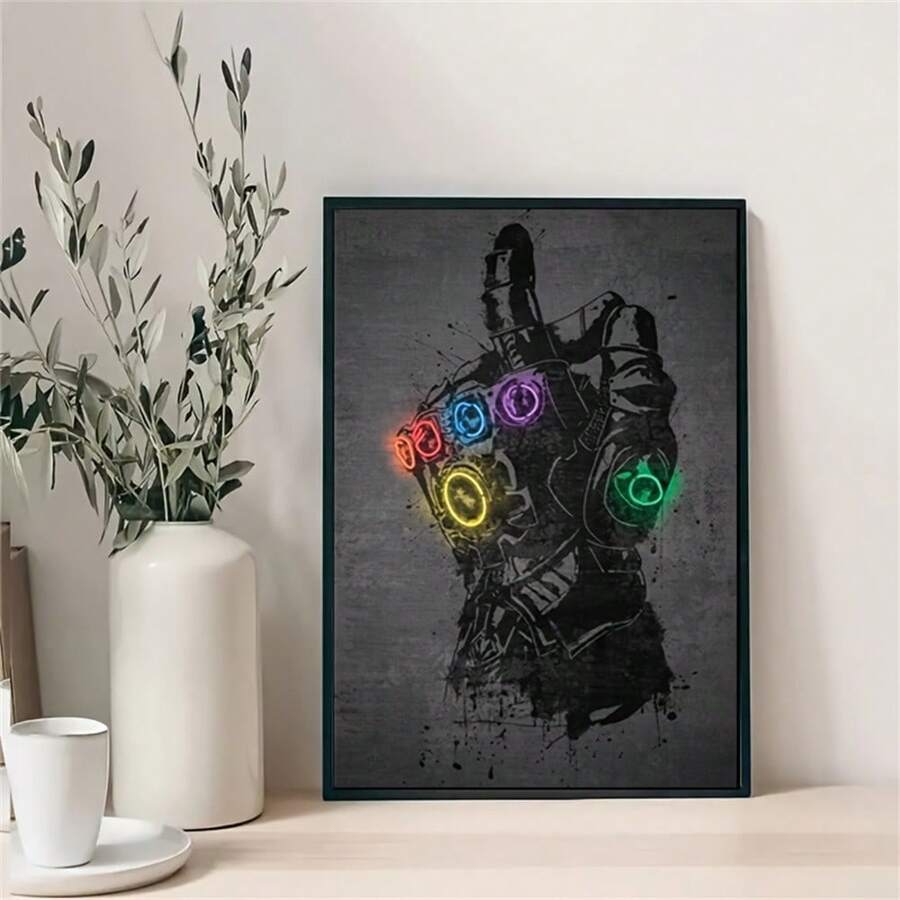 1 Miếng Bộ phim tranh sơn dầu In Áp phích , vô cực Găng tay Ánh sáng neon tranh sơn dầu Treo tranh , Tác phẩm nghệ thuật Tranh tường Đối với Phòng tắm Phòng ngủ Văn phòng Phòng khách Trang trí tường , Nhà  Đồ trang trí , Khung trang trí - Nhiều màu - Xem 1