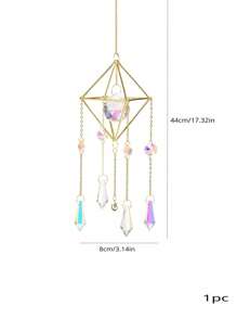 1pc Garden Sun Catcher, Artificial Crystal Wind Chime Wall Hanging Decoration, Prism Ball Air Plant Hanger, Home Hanging Ornament, Balcony Sunlight Capturer