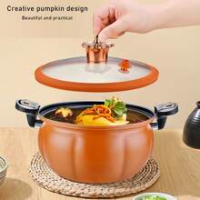 Olla De Micro Presión Con Diseño De Calabaza De 8 Litros Con Tapa, Olla De Sopa Antiadherente, Alta Capacidad, Olla De Presión Multifuncional - verde - Ver 4