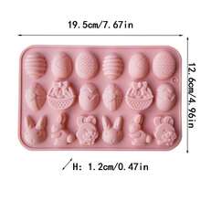 Stampo in silicone a forma di coniglio per cioccolato di Pasqua, adatto per realizzare cioccolato, caramelle, torte, pasta di zucchero, gelatina, budino, sapone fatto a mano, cioccolata calda, palline di cacao, ideale per la decorazione di feste di Pasqua - Rosa - Visualizzare 3