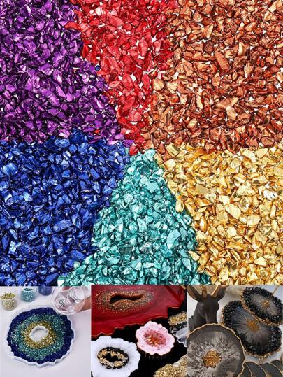 1包20/50g彩色玻璃金屬碎石填充材料,環氧樹脂滴膠模具裝飾diy小景觀手工填充配件