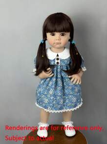 GUESSBELLY 可站立娃娃逼真 55 厘米 22 英寸重生婴儿活体全柔软硅胶身体新生公主幼儿婴儿可爱洗澡玩具女孩礼物（部分零件随机） - 藍色 - 查看 1