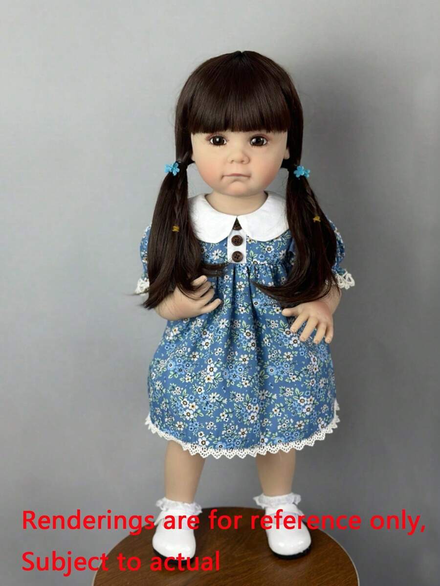 GUESSBELLY 可站立娃娃逼真 55 厘米 22 英寸重生婴儿活体全柔软硅胶身体新生公主幼儿婴儿可爱洗澡玩具女孩礼物（部分零件随机） - 藍色 - 查看 1