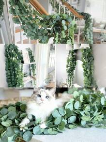 Eucalyptus Garland Artificial Greenery Garland Faux Eucalyptus Leaves Table Garland Vines For Wedding Backdrop Fireplace Arch Door Wall Room Decoration Simulate Vertical Vine, Valentine Day, Gift Gifts Birthday Graduation,Fake Plants