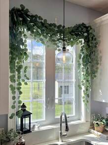 Eucalyptus Garland Artificial Greenery Garland Faux Eucalyptus Leaves Table Garland Vines For Wedding Backdrop Fireplace Arch Door Wall Room Decoration Simulate Vertical Vine, Valentine Day, Gift Gifts Birthday Graduation,Fake Plants