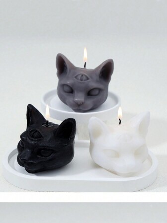 1 Three-Eyed Cat Scented Candle Ornament Halloween,Spooky,Autumn,Festival,Holiday ,Winter,Holiday,Festival,Room Decor, Home Decor Room Decor Halloween Decor