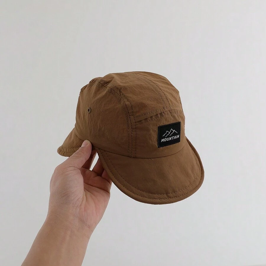 婴儿帽，宽边渔夫帽，适合幼儿男孩和女孩的防紫外线帽子，韩版 - 棕色 - 查看 1