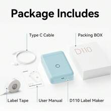 NIIMBOT D110 Label Maker Machine With Tape Portable Bluetooth Label Printer Rechargeable Small Handheld Sticker Mini Smart Labeler For Phone Inkless Easy To Use(Blue) - Blue - View 8