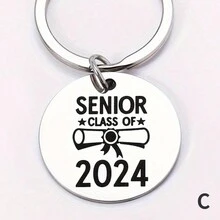 1入刻字不銹鋼圓標籤班級鑰匙鍊,同學和朋友禮物,2024畢業季禮物 - 彩色 - 查看 5