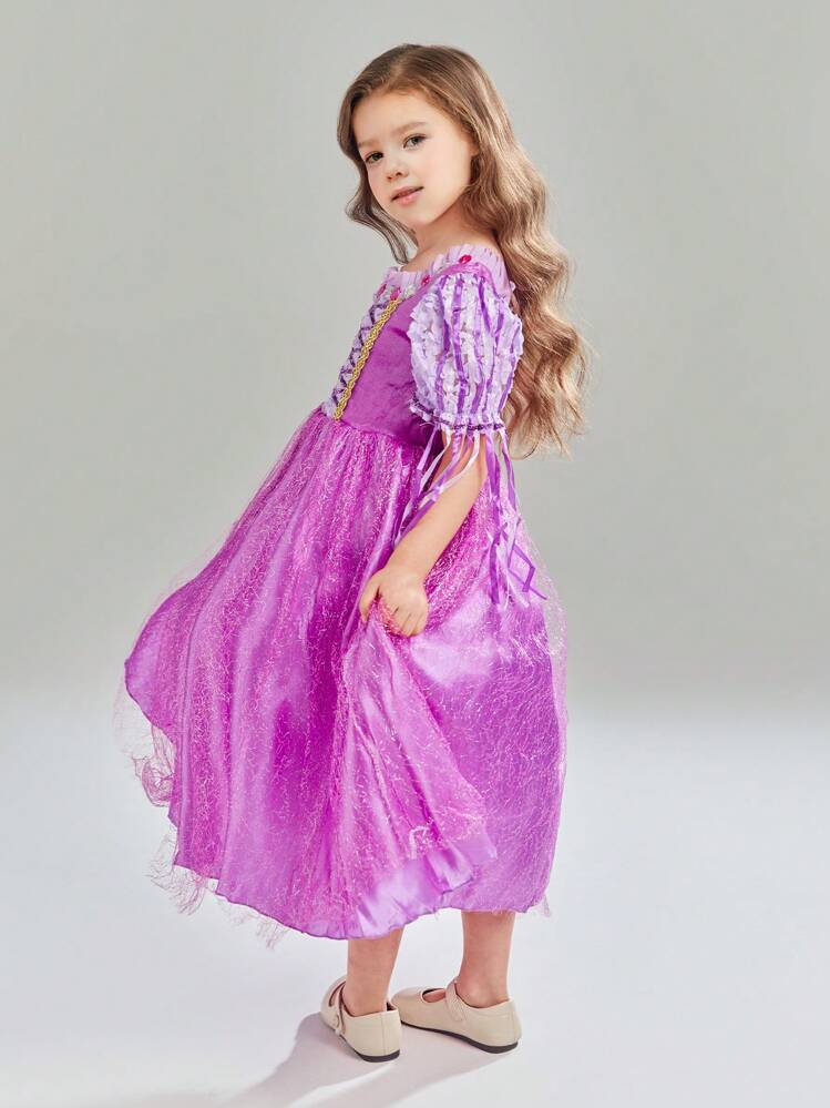 Young Girl Purple & Pink Princess Dress Formal Gown - Multicolor - View 4