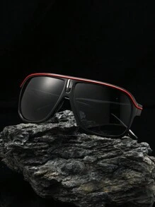 POLASUP 1 件复古 PC 塑料框架经典飞行员时尚眼镜，带装饰线（含眼镜带和礼品包装），适合户外活动、运动、驾驶、骑自行车、男士夏季海滩度假、户外、旅行 - 黑與白 - 查看 7