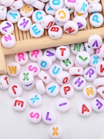 100/200/300 Pcs 4*7mm Letter Beads Acrylic Bead Mixed Beads Colored Beads Are Used For DIY Bracelet Necklace Making And Gift Souvenir Jewelry Making