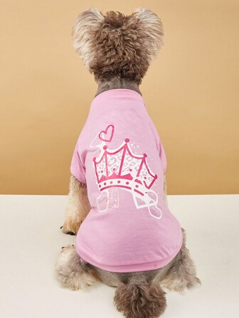 黑色和洋红色纯色英式印花宠物狗衣服，适合贵宾犬、泰迪犬、比熊犬、博美犬、幼犬、小型犬和猫，轻便透气，夏季