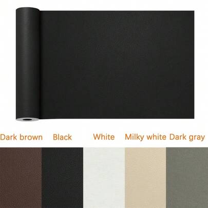 1捲大尺寸皮革修補貼片套件,16 X 54英寸自粘式皮革修補貼片,適用於家具、沙發、汽車座椅、辦公椅、塑膠皮修補組合包(深啡/黑色/白色/乳白色/深灰色)