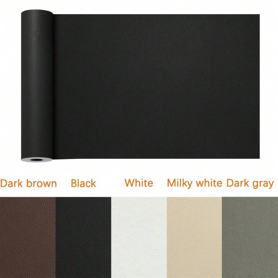 1捲大尺寸皮革修補貼片套件,16 X 54英寸自粘式皮革修補貼片,適用於家具、沙發、汽車座椅、辦公椅、塑膠皮修補組合包(深啡/黑色/白色/乳白色/深灰色) - 彩色 - 查看 1