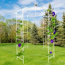 MERAX Metal Garden Arch Iron Garden Arbors Gazebo Dia 81.3'' X 114.2'' High Birdcage Shape Pergola Pavilion For Wedding Ceremony - 白色 - 查看 6