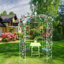 MERAX Metal Garden Arch Iron Garden Arbors Gazebo Dia 81.3'' X 114.2'' High Birdcage Shape Pergola Pavilion For Wedding Ceremony - 白色 - 查看 5