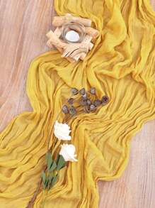 1 Pieza Corredor De Mesa De Poliéster Arrugado, Corredor De Mesa De Gasa, Mantel De Gasa, Decoraciones Rústicas Boho Para Decoración De Bodas, Recepción, Fiesta Nupcial Y Festivos