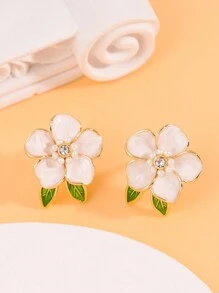 1 对甜美花朵形状优雅女士耳钉情人节、妈妈、母亲、母亲节、礼物 - 彩色 - 查看 23