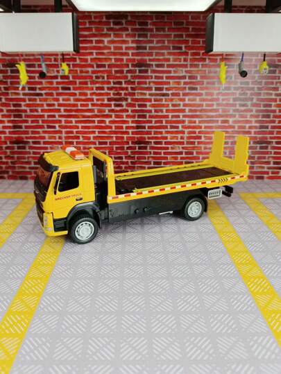 YCMODEL 1 件黄色锌合金材料工程车拖车模型带多个可移动部件仿真玩具，适合儿童生日礼物，返校