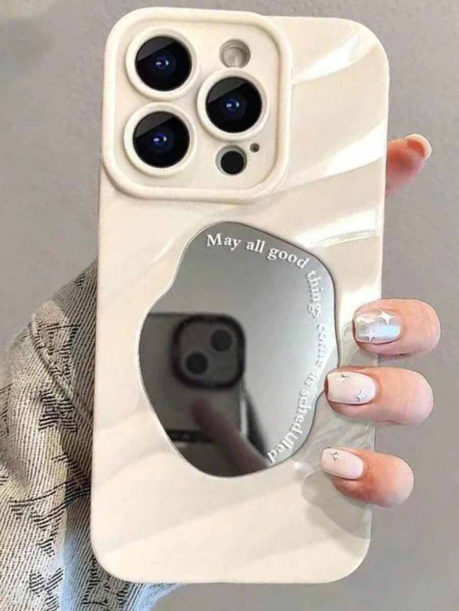 1 pieza Funda de teléfono con textura de ola de agua, compatible con iPhone, resistente al agua, a los golpes y a los arañazos - Beis - Ver 1