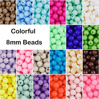 100pcs Assorted Colors 8mm Hole Acrylic Beads, DIY Material For Women's Bag, Necklace, Bracelet, Jewelry Making