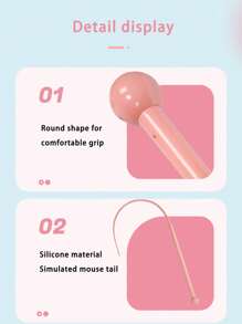 1pc Silicone Realistic Mouse Tail Cat Teaser Wand Toy, Chew Resistant Cat Toy