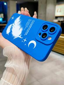 1入組月亮和羽毛圖案手機殼,適用於iphone,samsung,xiaomi / Redmi,oppo / Realme,vivo - 藍色 - 查看 2