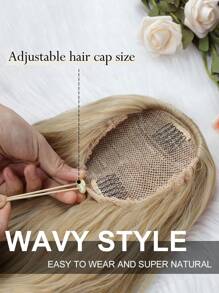 26英寸長熱防合成順滑馬尾辮,灰褐色和灰金色突出部分女士蓬鬆波浪式假髮 - 間色 - 查看 7