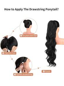 26英寸長熱防合成順滑馬尾辮,灰褐色和灰金色突出部分女士蓬鬆波浪式假髮 - 間色 - 查看 8