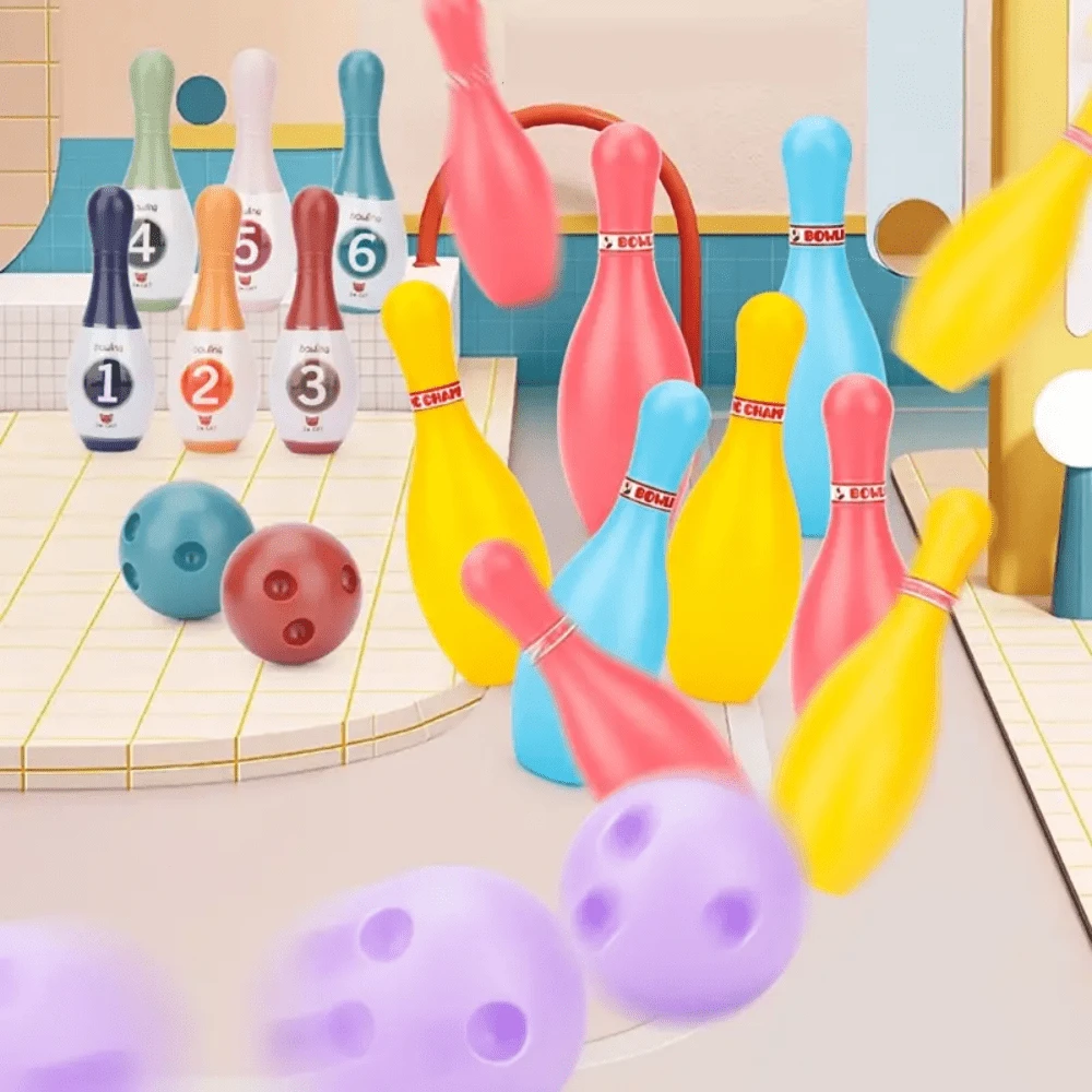Juego De Juguetes De Bolos (10 Bolos + 2 Bolas), Juego De Bolos Para Reuniones Familiares - Multicolor - Ver 1
