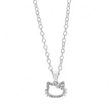Sanrio 1pc Sanrio Kawaii Hello Kitty Silver Colour Simple Necklace Cartoon Kit Openwork Cat Cute Girl Metal Anime Pendant Necklace