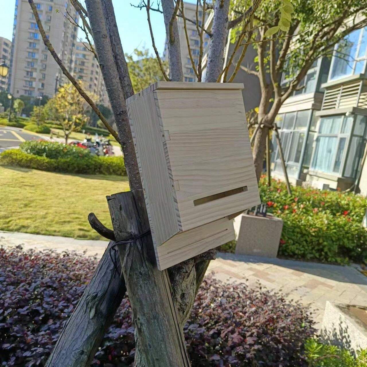 Hanging Bat House Wooden Bat Box Double Chamber,Bat Hibernation House