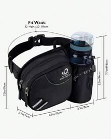 Waterfly Bolsa de cintura corrida desportiva homem mulher com suporte para garrafas bolsa de cintura para correr caminhadas, Preto, Caminhadas, corrida, desporto - Negro - Ver 2